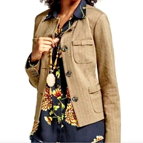 CABI Penny Blazer Tan Herringbone Fleck 3170 Lady Jacket Quiet Luxury Sz M #166i - Picture 2 of 12
